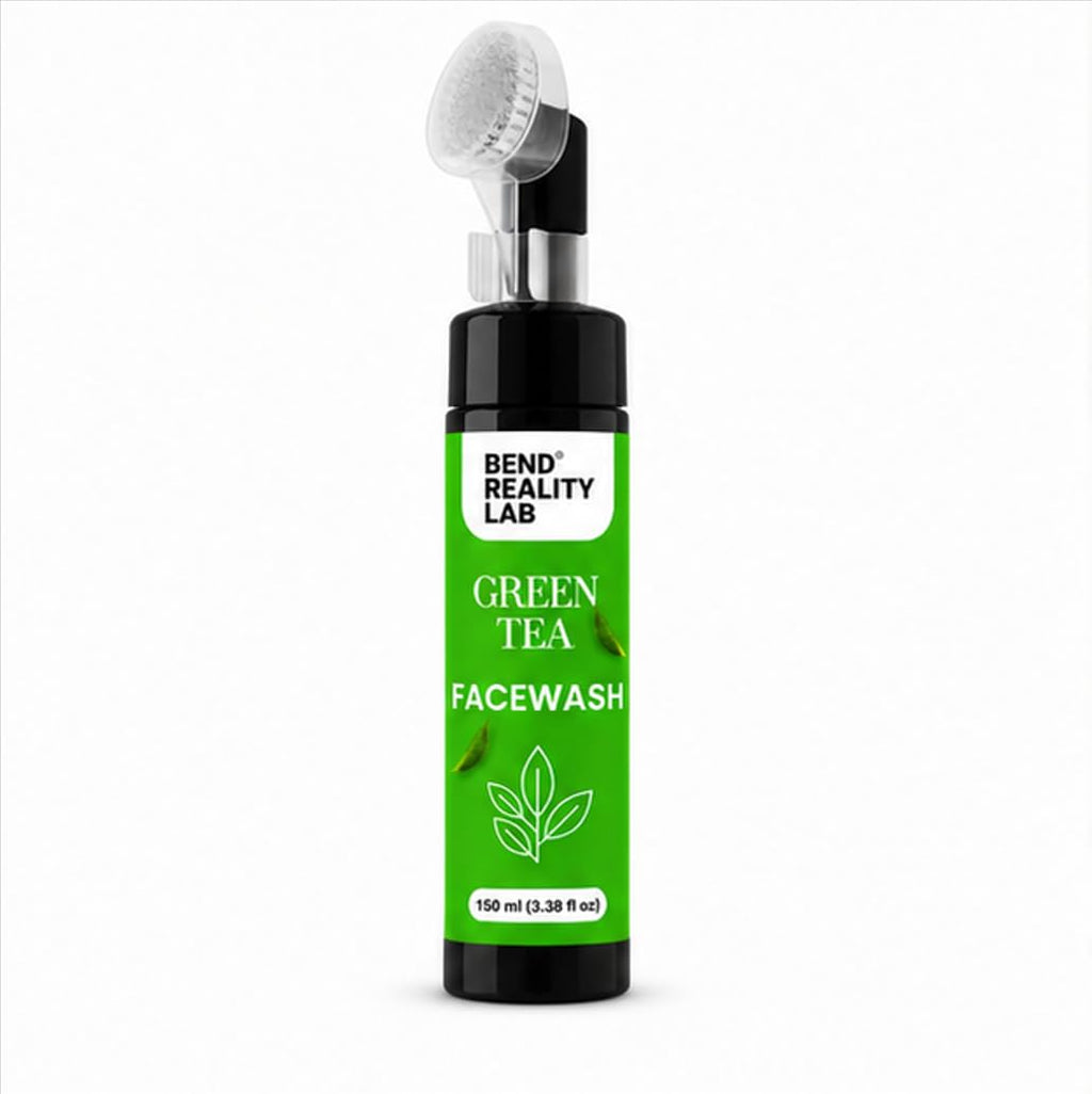 Bend Reality Lab Green Tea Facewash with Built-In Cleansing Brush, 150 ml