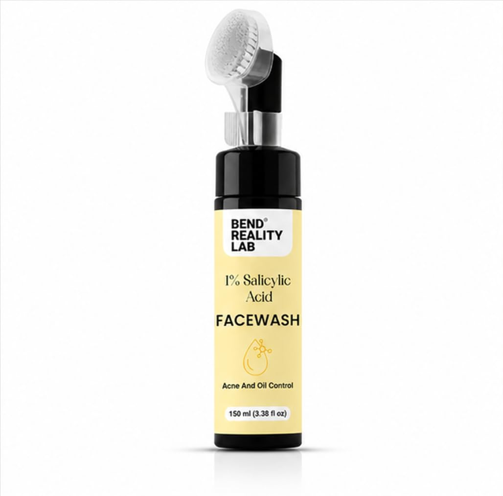 Bend Reality Lab 1% Salicylic Acid Facewash with Brush, Acne and Oil Control, 150 ml