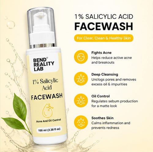 Bend Reality Lab 1% Salicylic Acid Facewash for Acne and Oil Control, 100 ml