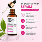 Bend Reality Lab 1% Salicylic Acid Serum | Clears Acne, Unclogs Pores & Controls Oil | BHA Face Serum for Oily & Acne-Prone Skin | 30 ml