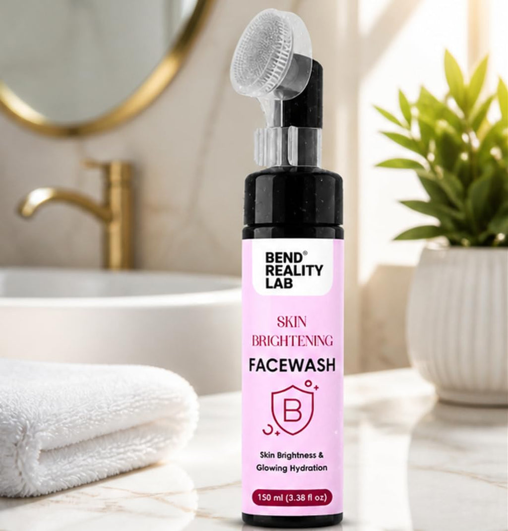 Bend Reality Lab Skin Brightening Facewash with Silicone Brush, Glowing Hydration, 150 ml