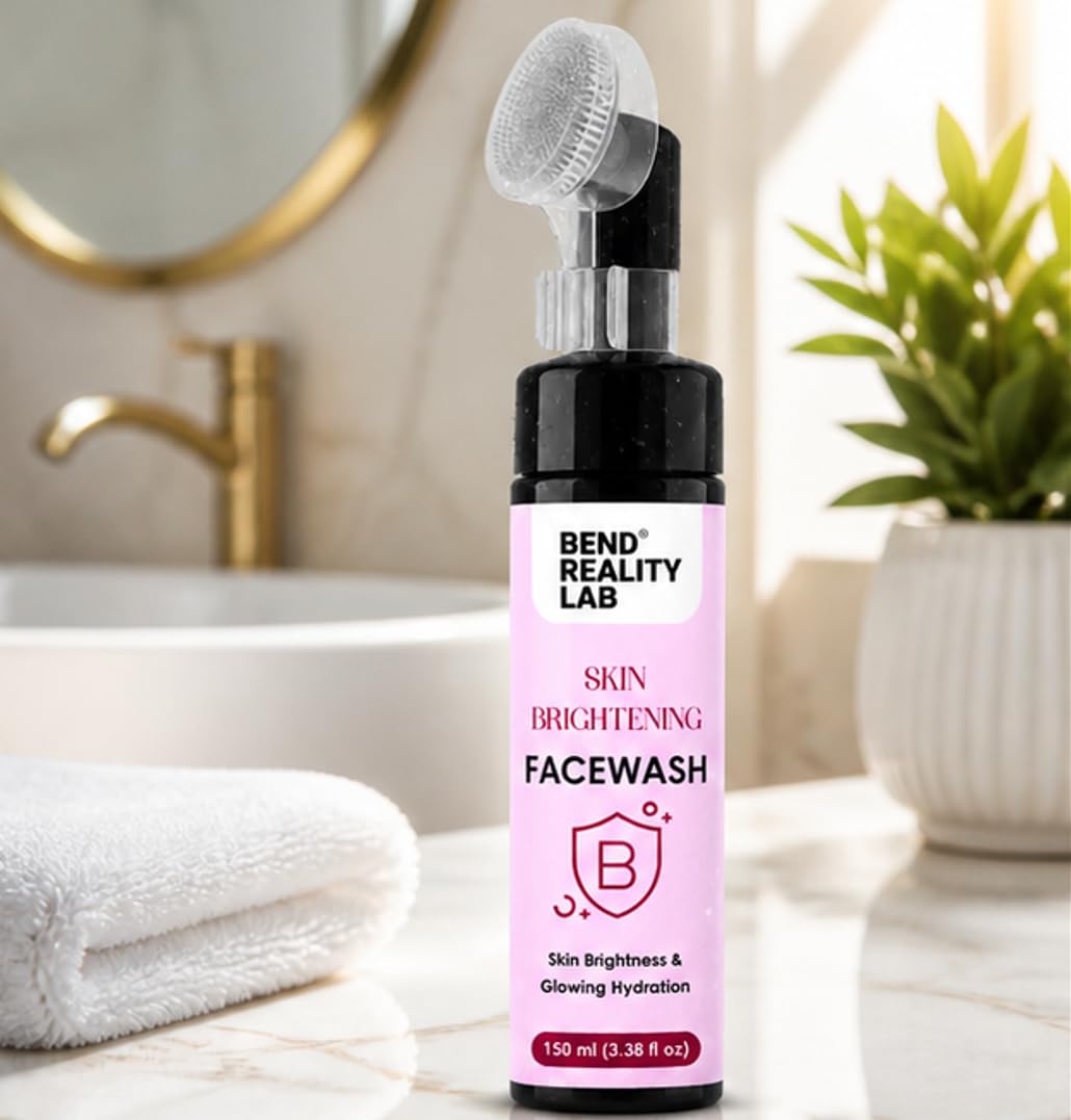 Bend Reality Lab Skin Brightening Facewash with Silicone Brush, Glowing Hydration, 150 ml