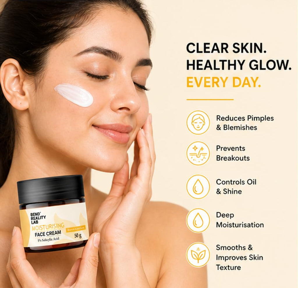 Bend Reality Lab Moisturising Face Cream with 1% Salicylic Acid, Blemish & Anti Acne, 50 g