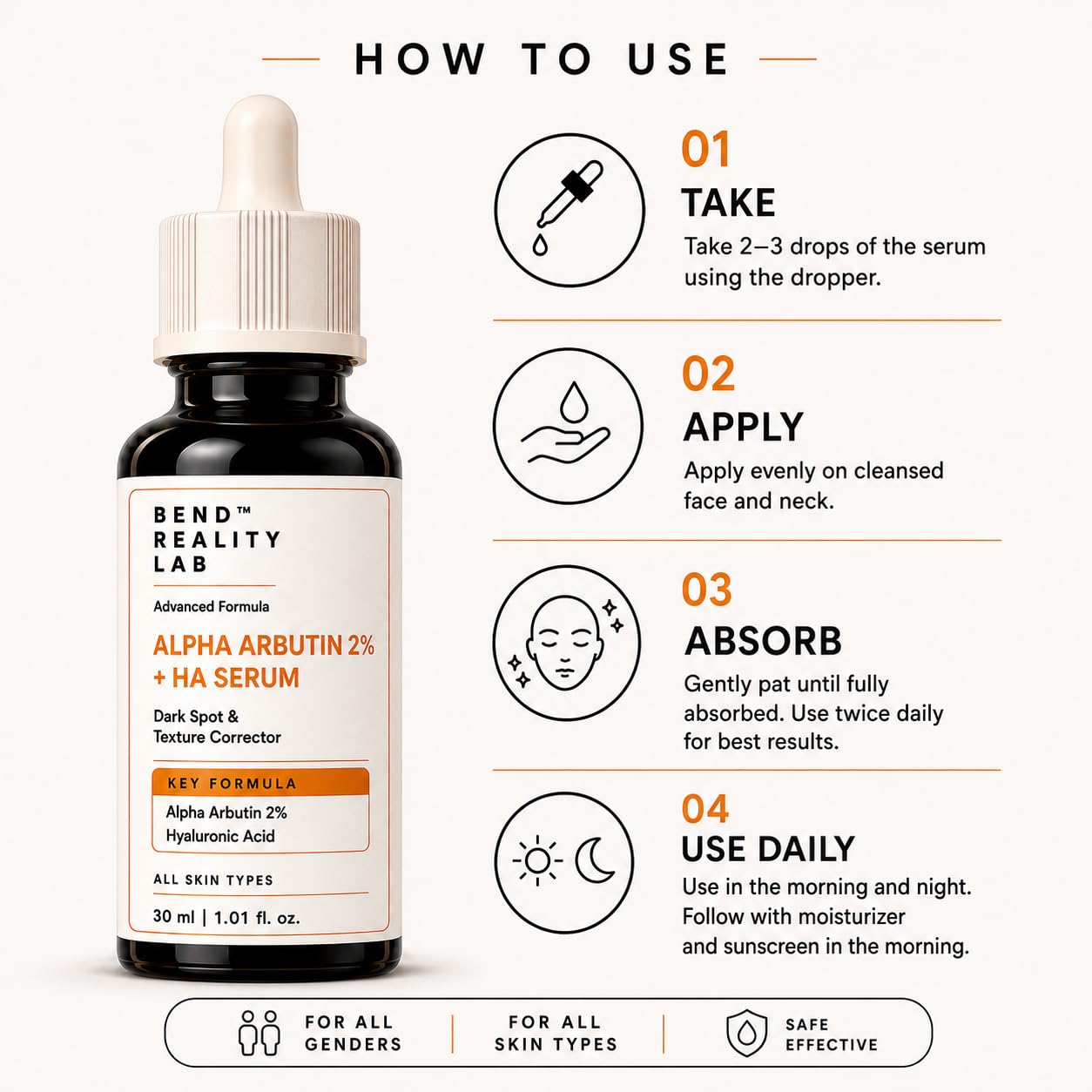 Bend Reality Lab Alpha Arbutin 2% Serum, Dark Spot & Pigmentation Treatment with Hyaluronic Acid, Brightening & Hydrating Face Serum, 30ml