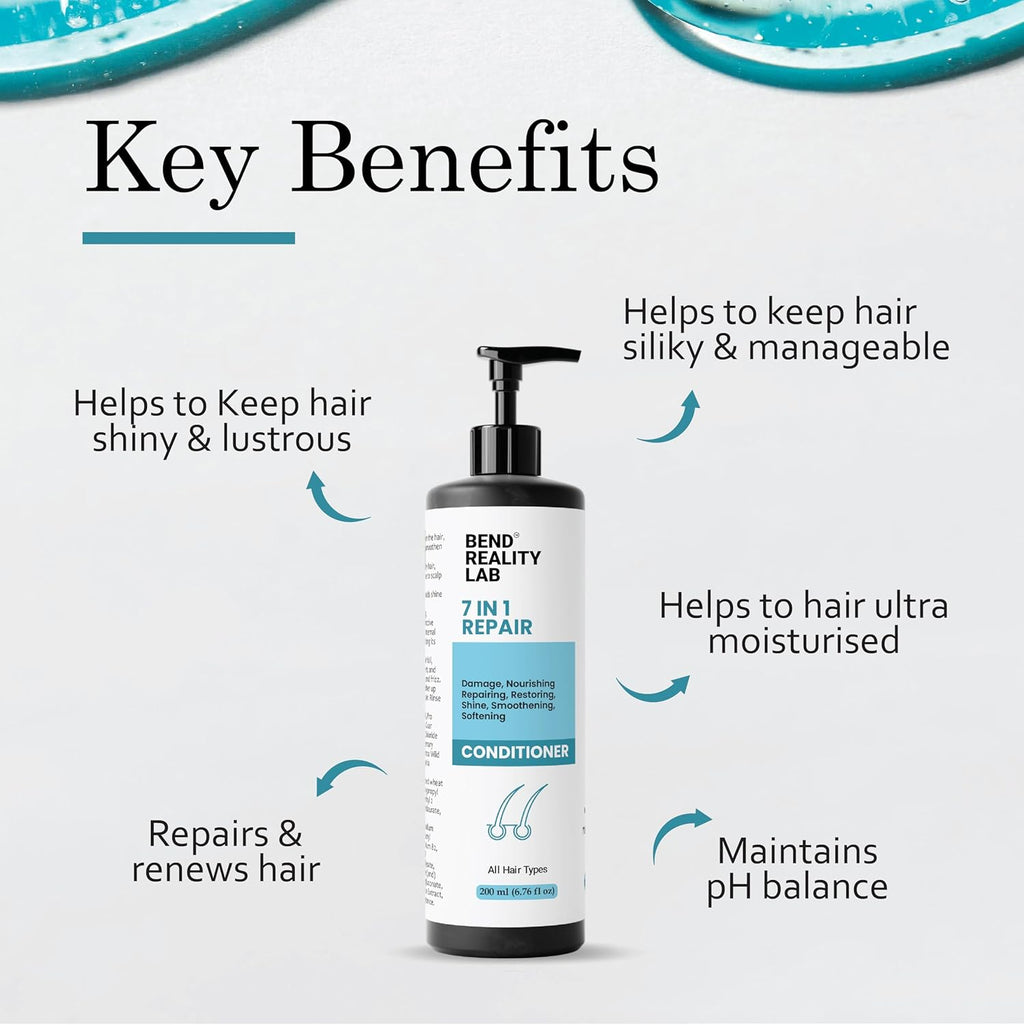 Bend Reality Lab 7 in 1 Repair Conditioner, Damage Repair, Frizz Control, Moisturising, for All Hair Types, 200 ml