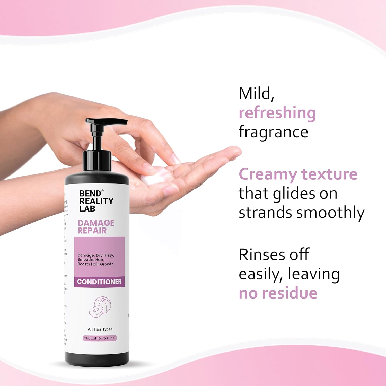 Bend Reality Lab Damage Repair Conditioner, for Dry, Frizzy Hair, Smooths and Boosts Hair Growth, All Hair Types, 200 ml