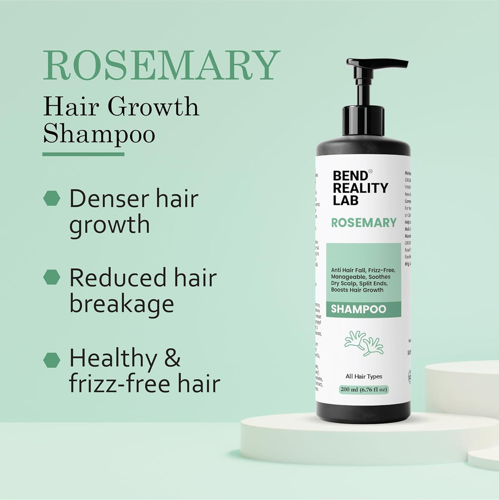 Bend Reality Lab Rosemary Shampoo, All Hair Types, Deep Cleanse, Dandruff Protection, 200 ml