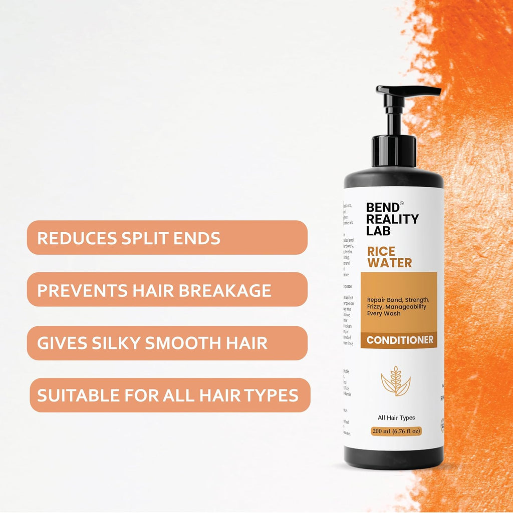 Bend Reality Lab Rice Water Conditioner, Repairs Damage, Deep Hydration, Reduces Frizz, All Hair Types, 200 ml
