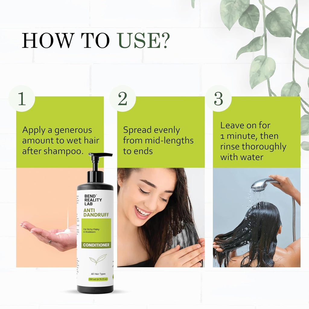 Bend Reality Lab Anti Dandruff Conditioner, for Itchy Flaky & Stubborn Dandruff, All Hair Types, 200 ml