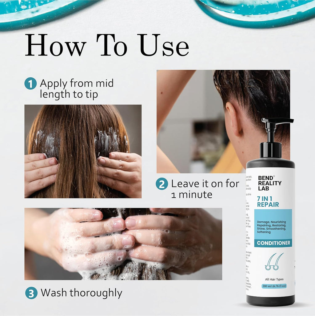Bend Reality Lab 7 in 1 Repair Conditioner, Damage Repair, Frizz Control, Moisturising, for All Hair Types, 200 ml